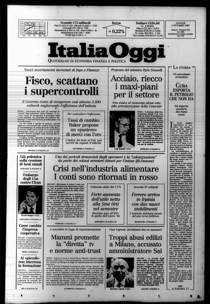 Italia oggi : quotidiano di economia finanza e politica